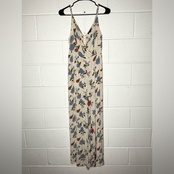 < American Eagle Outfitters Cream Floral Jumpsuit > - Picture 2 of 5